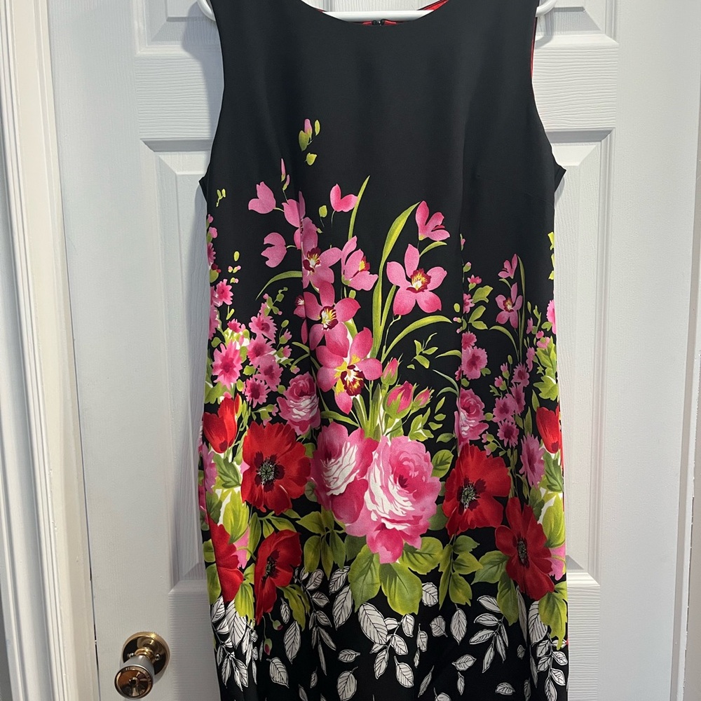 Connected Apparel Black and Pink Sheath Dress for Wedding Guest